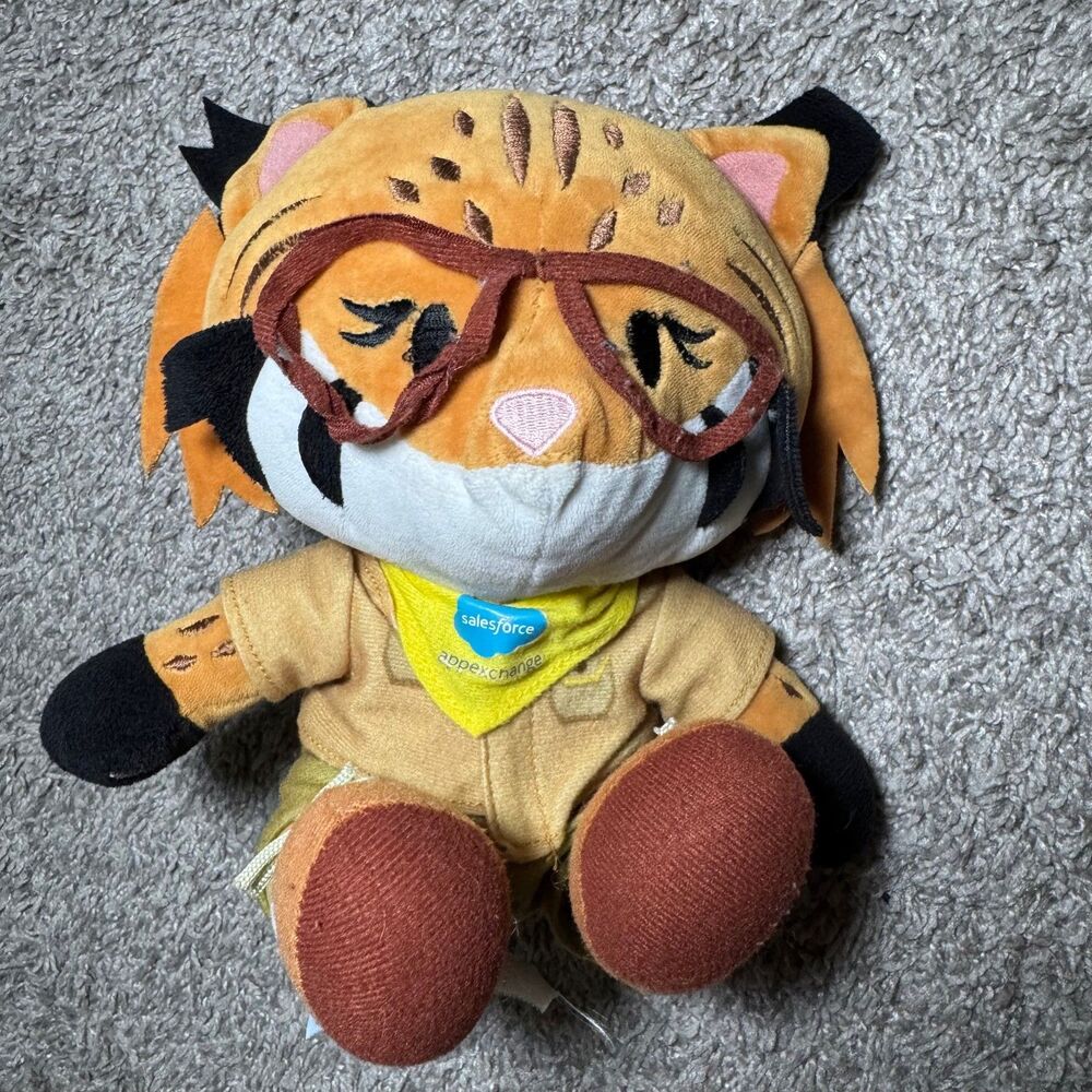 Salesforce Appy The Bobcat Plush 8" Stuffed Animal Trailblazer Safari Glasses